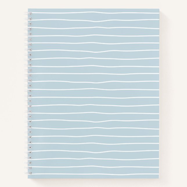 Calming Pastel Blue Ocean Waves Geometric Linear Notebook (Front)