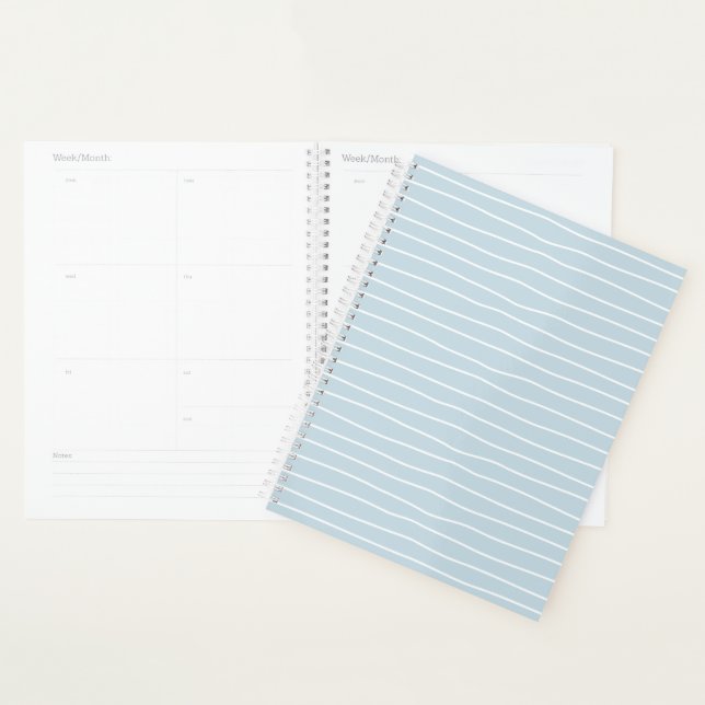 Calming Pastel Blue Ocean Waves Geometric Linear Planner (Display)