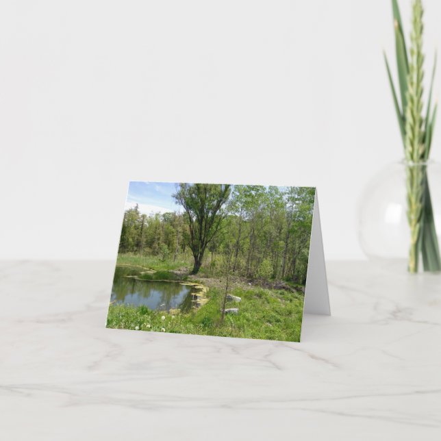 Calming Pond Landscape Holiday Card (Front)