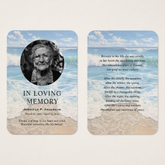 Calming Seashore Memorial Prayer Photo Cards