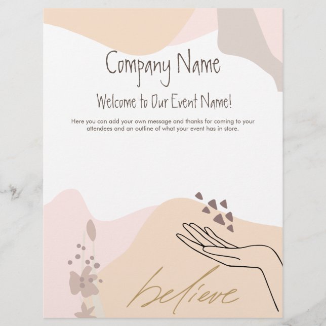 Calming Shapes Hand Motivational Event Welcome Letterhead (Front)