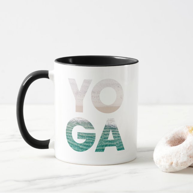 Calming Shore Beach Scene Mug (With Donut)