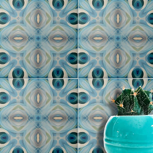Calming Soft Blue and Indigo Geometric Pattern Tile