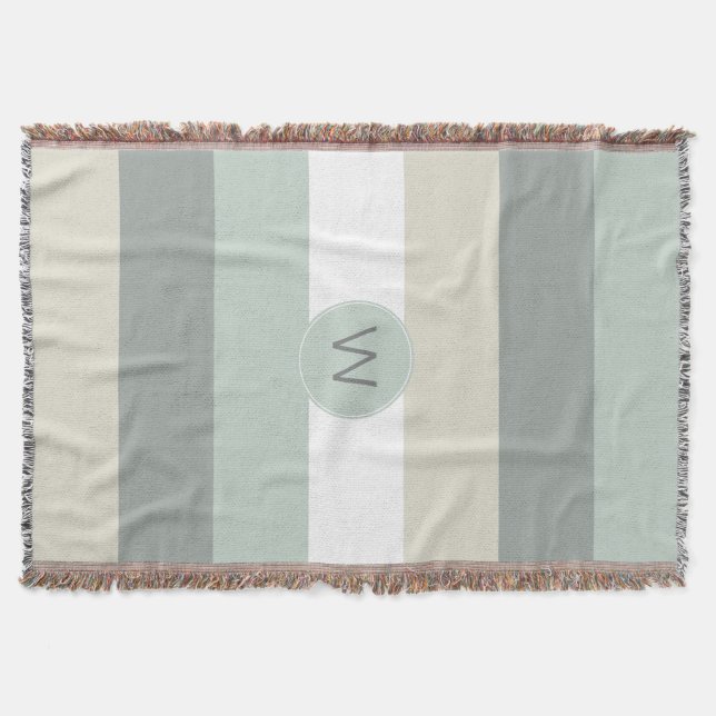 Calming Stripes Pattern with Any Monogram Throw Blanket (Front)