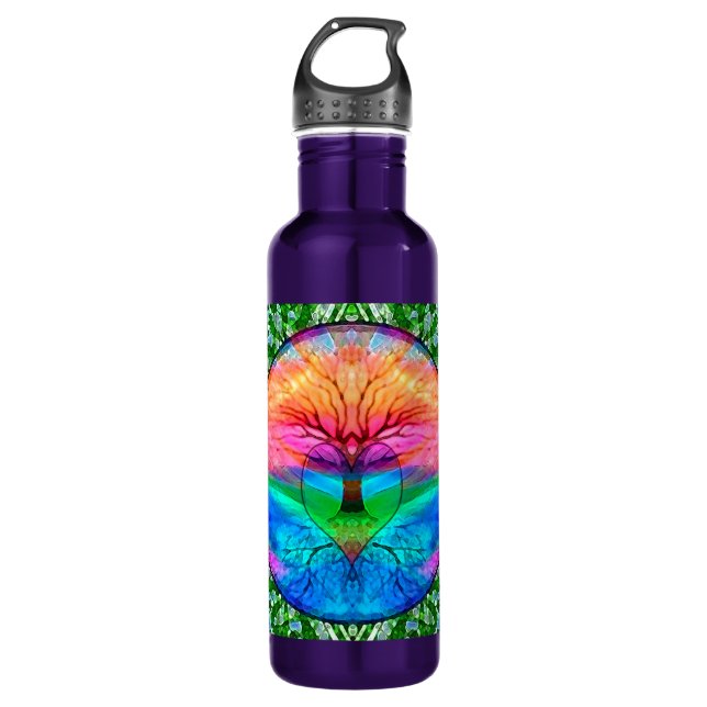 Calming Tree of Life in Rainbow Colours  710 Ml Water Bottle (Front)