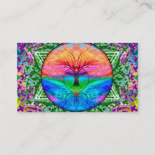Calming Tree of Life in Rainbow Colours Business Card