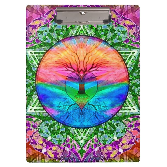 Calming Tree of Life in Rainbow Colours Clipboard (Front)