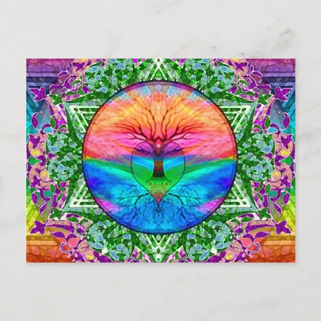 Calming Tree of Life in Rainbow Colours Postcard (Front)