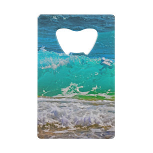 Calming Turquoise Beach Waves Art Credit Card Bottle Opener