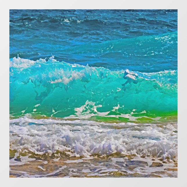 Calming Turquoise Beach Waves Art Window Cling (Sheet)