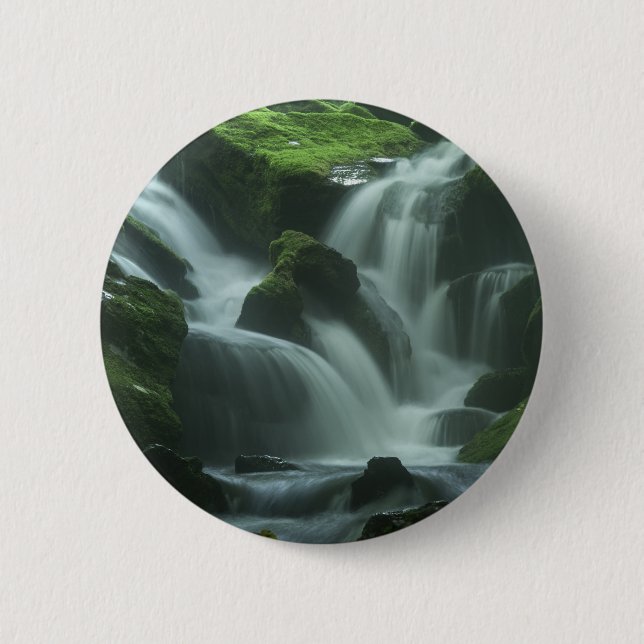 Calming Waterfall 2 Inch Round Button (Front)