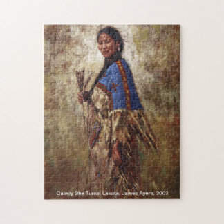 Calmly She Turns, Native American woman puzzle
