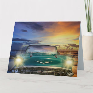 CALSSIC CAR BLUE FOR HIM BIRTHDAY CARDS