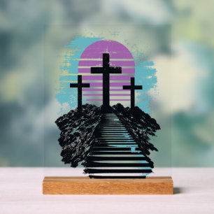 Calvary Golgotha it is finished Modern Christian Acrylic Sign