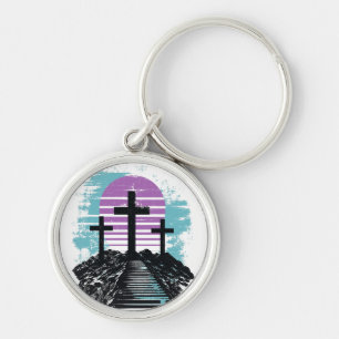 Calvary Golgotha it is finished Modern Christian Keychain