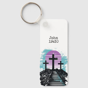 Calvary Golgotha it is finished Modern Christian Keychain