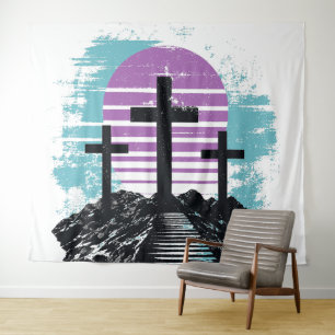 Calvary Golgotha it is finished Modern Christian Tapestry