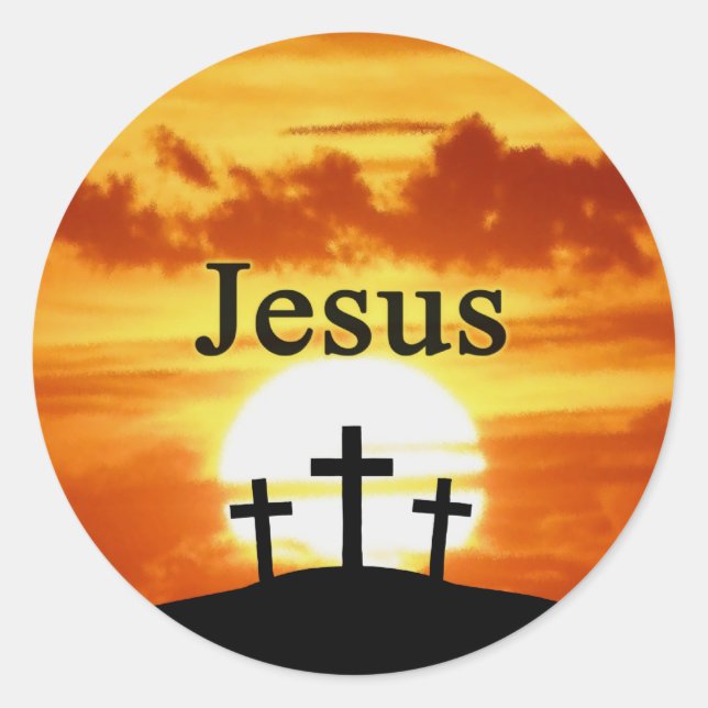 Calvary sunrise Jesus sticker (Front)