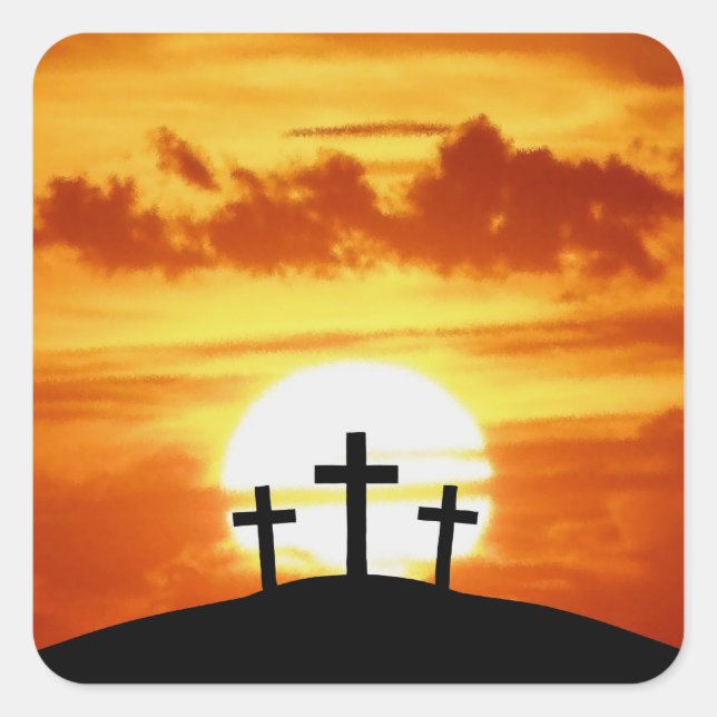 Calvary Sunrise Square Sticker (Front)