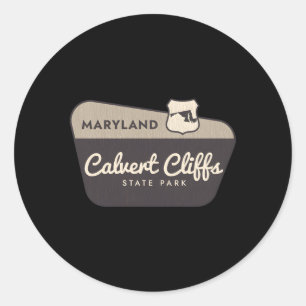 Calvert Cliffs State Park Maryland Welcome Sign Va Classic Round Sticker