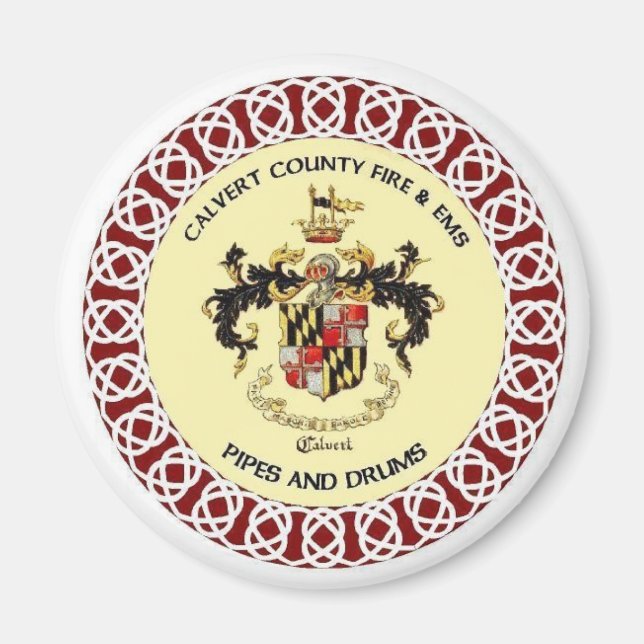 Calvert County Pipes and Drums Band Seal Magnet (Front)