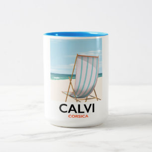 Calvi Corsica Travel poster Two-Tone Coffee Mug