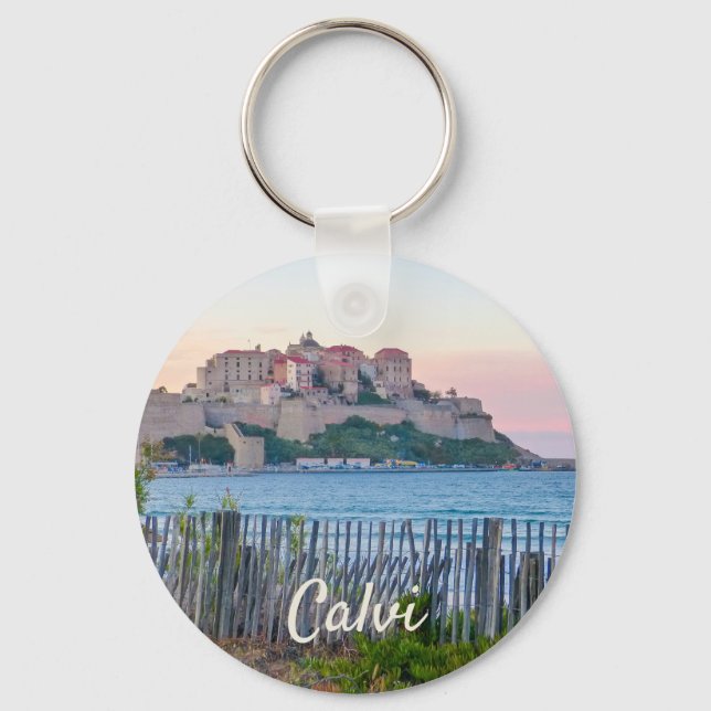 Calvi Sunset France Souvenir Keychain (Front)