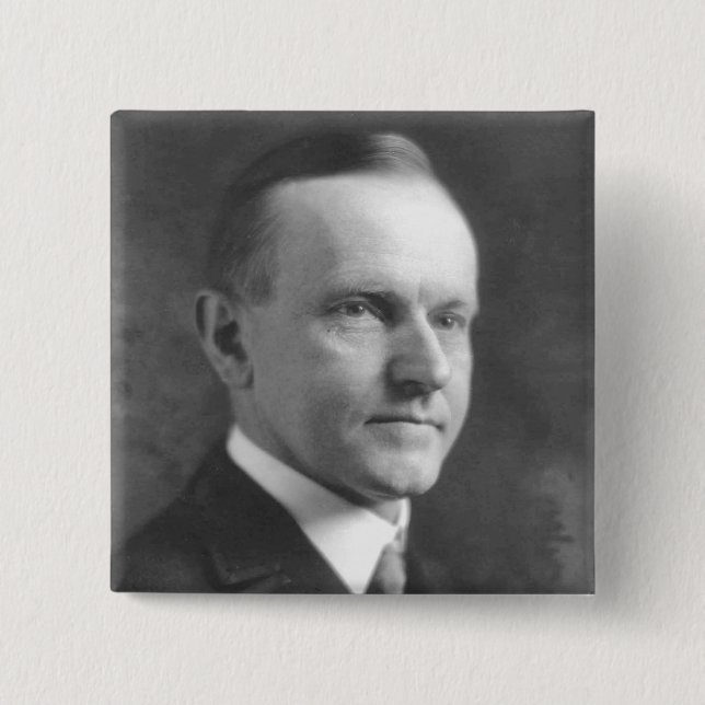 Calvin Coolidge 2 Inch Square Button (Front)