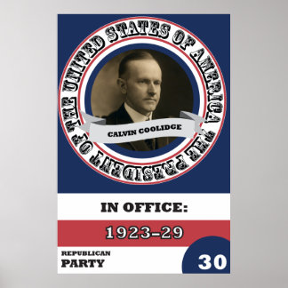 Calvin Coolidge Presidential History Retro Poster