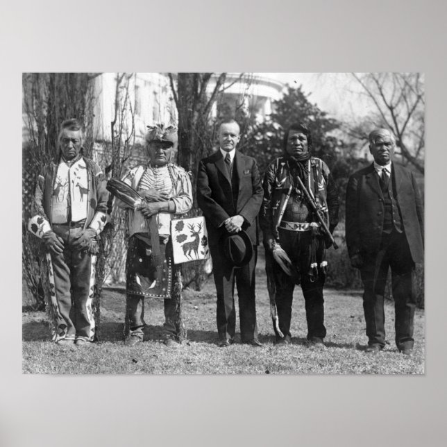 Calvin Coolidge with Osage Indians Photograph Poster (Front)