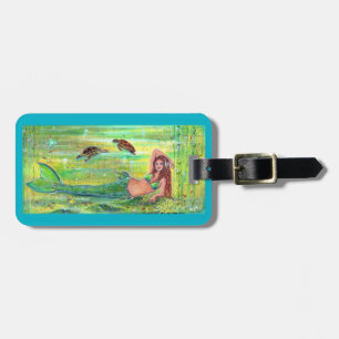Calypso mermaid with sea turtles luggage tag