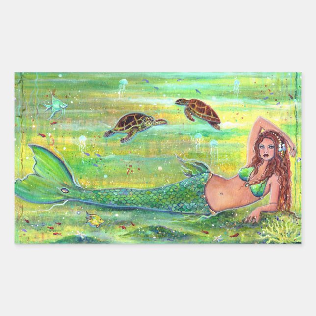 Calypso mermaid with sea turtles stickers (Front)
