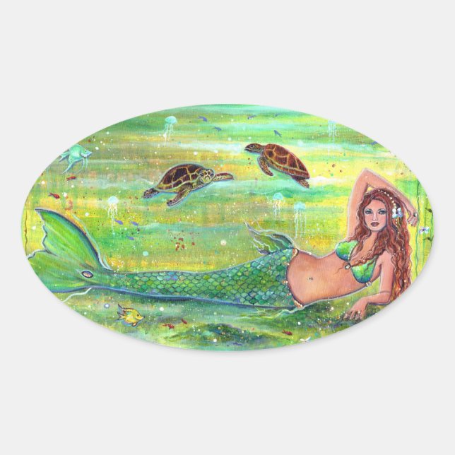 Calypso mermaid with turtles stickers by Renee (Front)