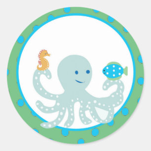 Calypso Sea Creatures 1.5 inch envelope sticker