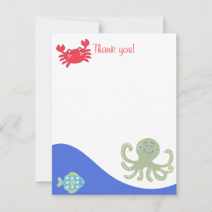 CALYPSO Under the Sea Octopus Flat Thank You Card