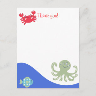 CALYPSO Under the Sea Octopus Flat Thank You Card