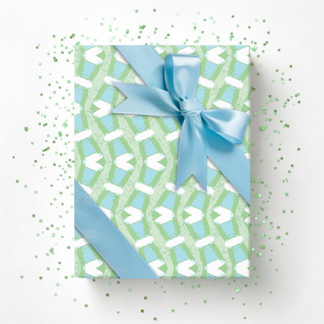 Calypso Wavy Stripe in Light Green and Aqua Wrapping Paper (Creator Uploaded)