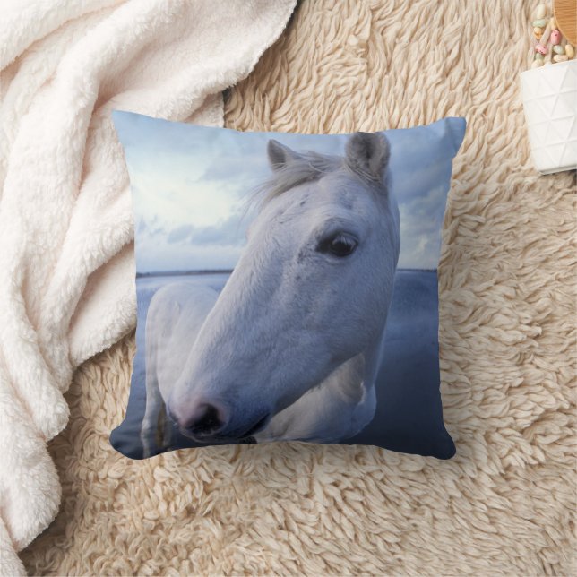 Camargue Horse Throw Pillow (Blanket)