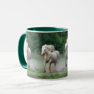 Camargue Horses Running in Water Mug