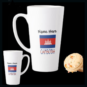 Cambodia and Cambodian Flag Personalized Large Lat Latte Mug