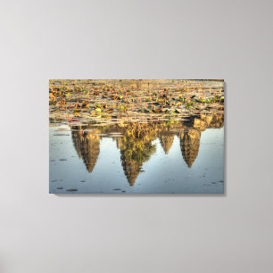 Cambodia, Angkor Wat. Reflection of temple Canvas Print