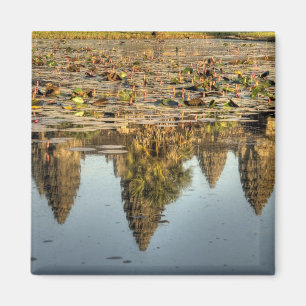 Cambodia, Angkor Wat. Reflection of temple Magnet