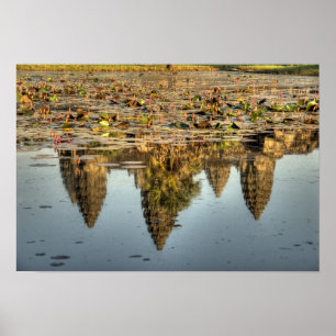 Cambodia, Angkor Wat. Reflection of temple Poster