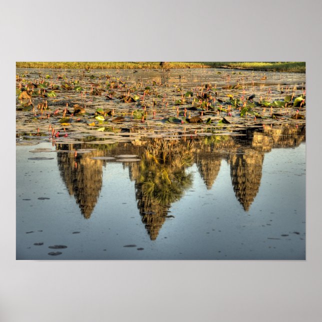 Cambodia, Angkor Wat. Reflection of temple Poster (Front)