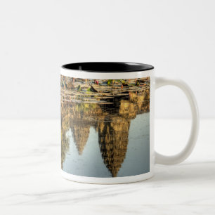 Cambodia, Angkor Wat. Reflection of temple Two-Tone Coffee Mug