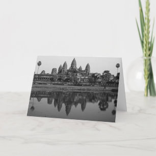 Cambodia   Angkor Wat Travel B&W Photo Custom Card