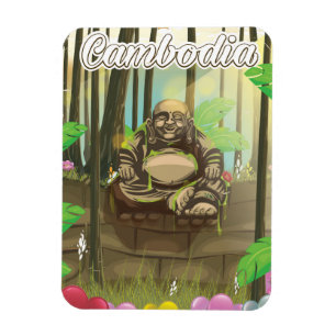 Cambodia Buddah vintage travel poster Magnet