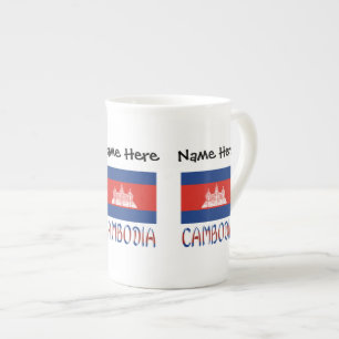 Cambodia Cambodian Flag Black Personalized Bone China Mug