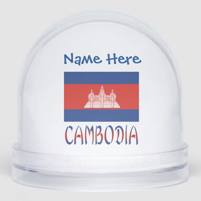 Cambodia Cambodian Flag Blue Personalized  Snowglobe (Front)