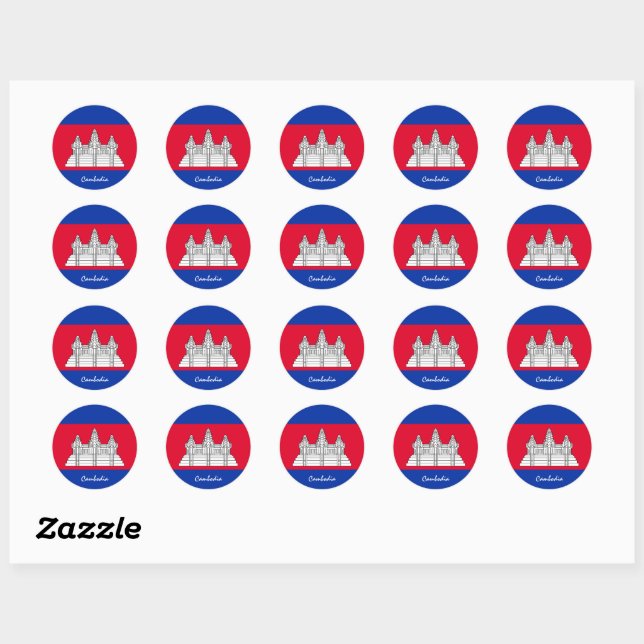 Cambodia & Cambodian flag patriots / sports Classic Round Sticker (Sheet)